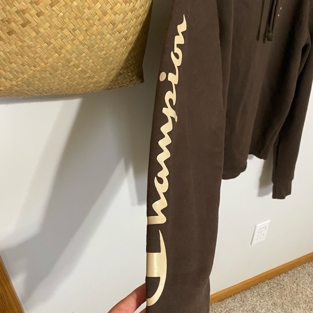Champion Dark Brown Women's Cropped Hoodie - Picture 2 of 5